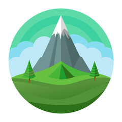 vector illustration of a mountain green landscape