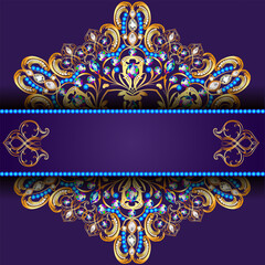 background frame with jewels of gold ornaments