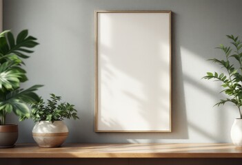 Blank framed artwork displayed on a light-toned wall.