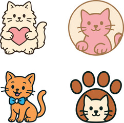 A set of cute cat vector art and illustration.