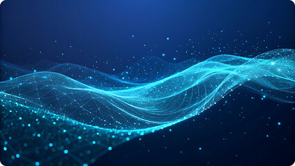 Glowing blue digital wave network abstract background