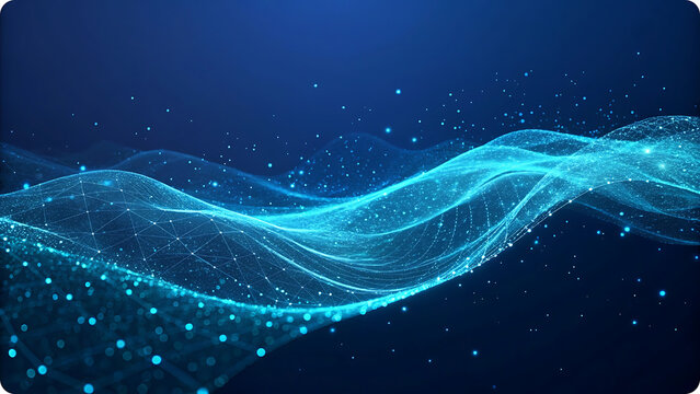 Glowing blue digital wave network abstract background