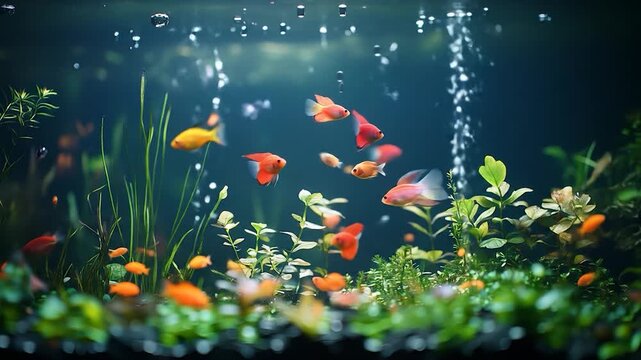 Colorful Fish in Planted Aquarium.