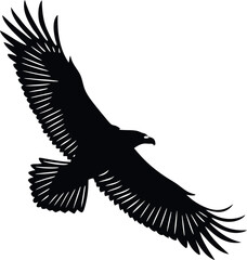 Eagle Silhouette Vector with Jagged Wings in Flight Design Element for Various Projects