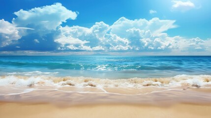 Fototapeta premium Stunning Beach Backgrounds for Posters: From Golden Sands to Turquoise Waves – Elevate Your Design with Coastal Charm, Perfect for Travel Promotions, Summer Events, and Lifestyle Campaigns