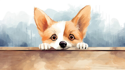 Cute Peeking Dog Cartoon Illustration – Funny Vector Puppy Face with Cheerful Expression

