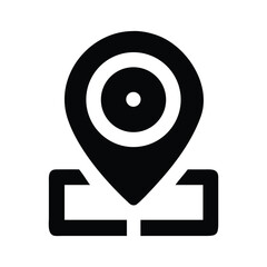 Bold black location pin icon with base