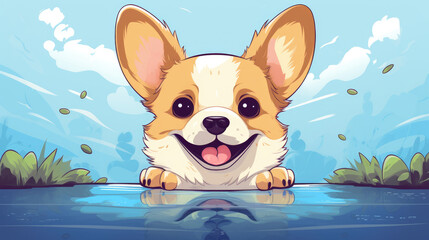 Cute Peeking Dog Cartoon Illustration – Funny Vector Puppy Face with Cheerful Expression

