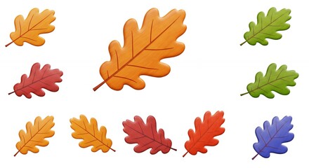 Obraz premium Colorful autumn oak leaves graphic design