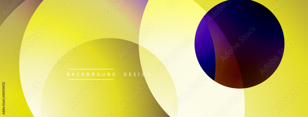 Poster abstract yellow background. overlapping circles create dynamic visual effect. modern design elements