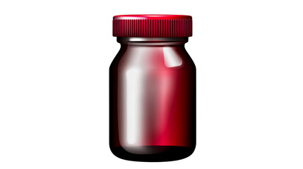 Glass jar with red lid on a transparent background