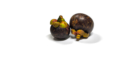 Mangosteen fruit is said to be the queen of fruits. On a white background