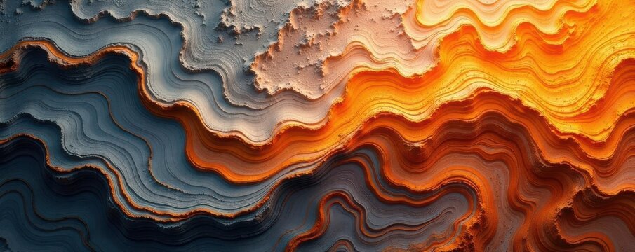 Swirling orange and grey stone, abstract texture, landscape, vintage, aged