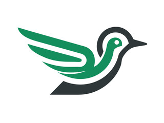 Obraz premium Dynamic flying bird logo design, perfect for a brand identity. Bold, stylized logo of a bird in flight, featuring vibrant blue and orange colours. 