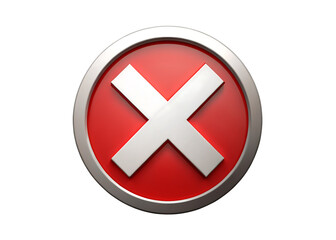 Obraz premium Red oval button with a white cross symbol on a black background