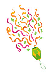 Party popper icon. Holiday popper cone with confetti, congratulate or celebrate element. Exploding cracker icon in flat design. Vector illustration isolated on white background