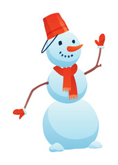 Winter nature design element set. Snow symbol, snowman. Snowy decoration isolated on white background. Vector cartoon illustration