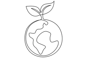 Plant seed growth in soil represented by continuous one line vector drawing for eco awareness design
