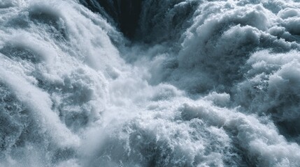 Naklejka premium Powerful waterfall cascade close-up