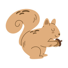 Cute squirrel holding an acorn. Perfect for autumn, forest animals, nature, and woodland themes.
