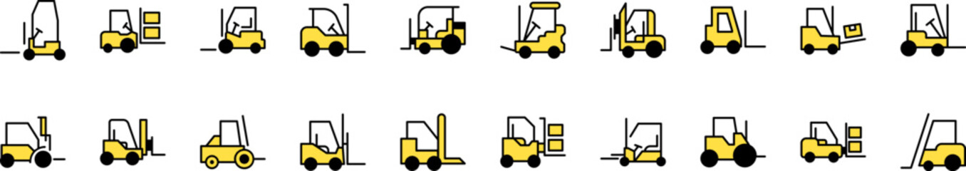 Tractor Filled Color Icon Collection. Minimalistic Linear Pictogram for Web and Graphic Design, Apps, Banners, Social Network and Cards