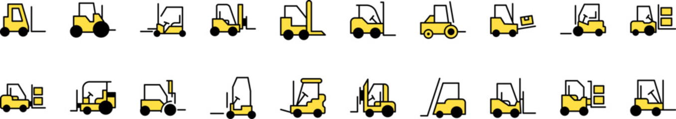 Tractor Filled Color Icon Set. Minimalistic Linear Pictogram for Web and Graphic Design, Apps, Banners, Social Network and Cards