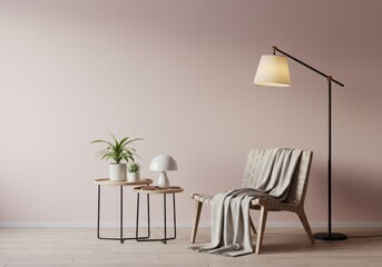 Cozy corner with armchair side table and floor lamp