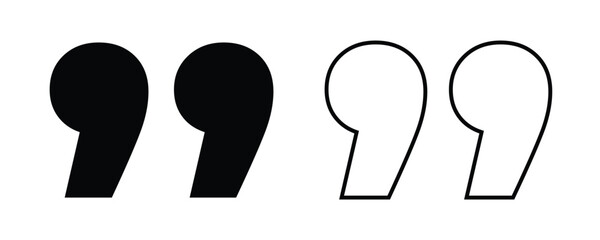 quote mark icon set vector on white background.