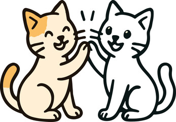 Two cute cats smiling face to face in each other vector art and illustration.