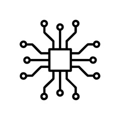 A technology microchip icon bold outline vector illustration design
