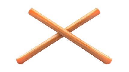 Two wooden sticks crossed on a transparent background
