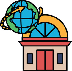 A building with a globe on top of it