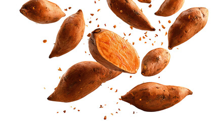 Fresh Sweet Potatoes on Transparent Background

