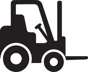 Silhouette of a forklift in side view, ideal for warehouse, logistics, construction, and industrial use designs.