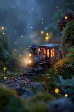 Miniature Steam Train in Enchanted Forest.