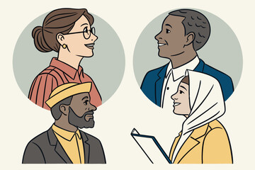 Diverse group of people in conversation and collaboration