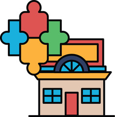 A building with a puzzle on it