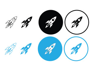 rocket icon set vector on white background.
