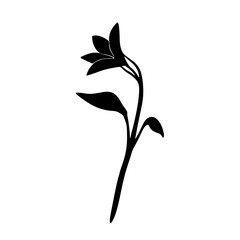 Minimalist black silhouette of a freesia flower on a white background