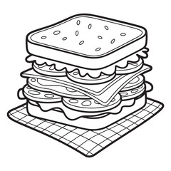 Illustration of a sandwich with cheese and vegetables