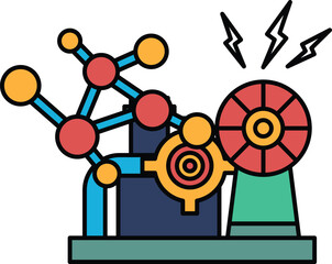 A drawing of a machine with a red circle in the middle