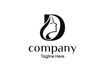 Minimalist D Initial Beauty Salon Logo