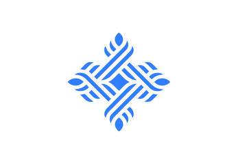 Geometric Ethnic Pattern Logo Design in Blue