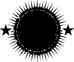 Fototapeta premium Grunge Sunburst Emblem with Stars