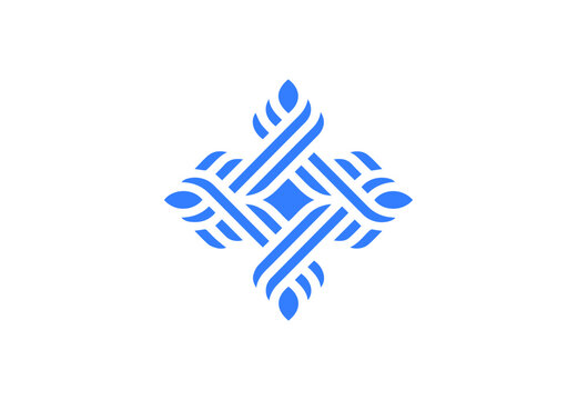 Geometric Ethnic Pattern Logo Design in Blue