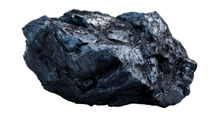 Natural rough coal rock on transparent background