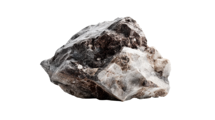 A unique rock formation showcasing dark and light mineral inclusions