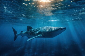 Fototapeta premium Majestic Whale Shark in Ocean Depths.
