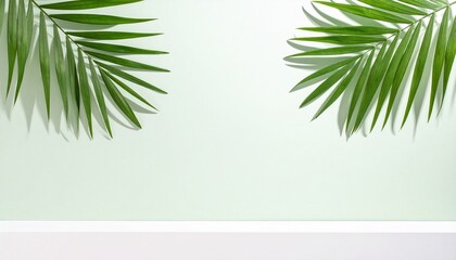 Obraz premium Tropical Minimalist Summer Palm Leaf Greenery Background