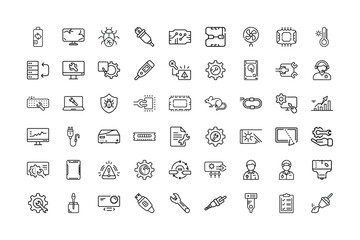 Computer repair vector art of collection of computer repair and technology icons